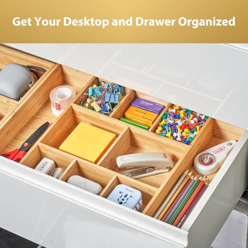 Umilife Extra Large Bamboo Desk Drawer Organizer, Wo | All Products - Image 4