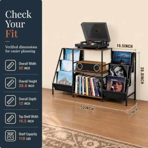 Record Player Stand with Storage, Vinyl Record Holder - Image 3
