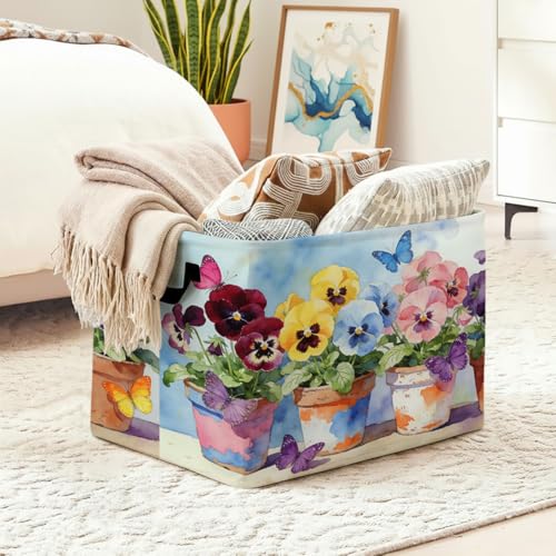 Flowers Potted Plants Foldable Laundry Basket Hamper - Image 3