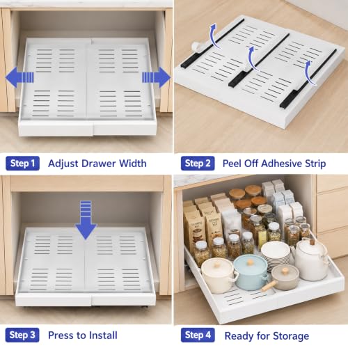 Expandable Pull Out Cabinet Organizer, No-Drill 21" Deep, 1-Pack - Image 5