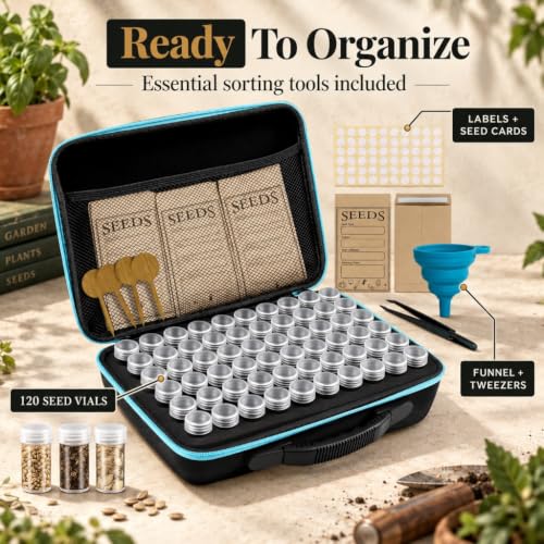 Seed Storage Organizer Kit, 120 Containers with Zipper Case - Image 5