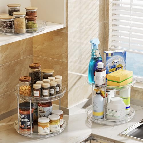 LAMU 2 Pack 2 Tier Lazy Susan Turntable Organizer 9.25'' Rotating - Image 7