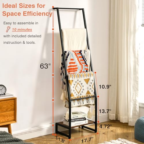 DGWJSU Blanket Ladder, 5 Tier Ladder Shelf - Image 3