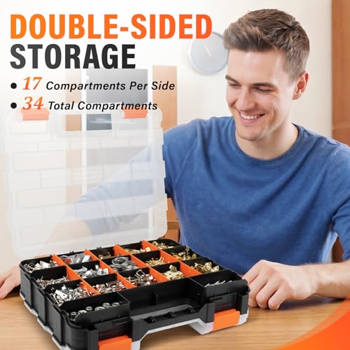 DIYSELF Screw Organizer, Double-Sided 34-Compartment - Image 3