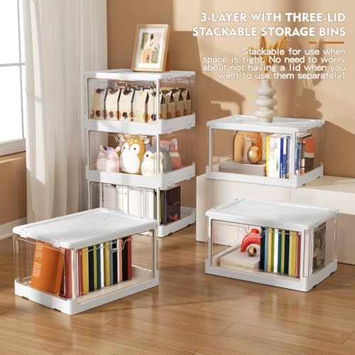 Kmiectse Clear Storage Bins with Lids 3 Pack 【Stackable & Sturdy】 - Image 5