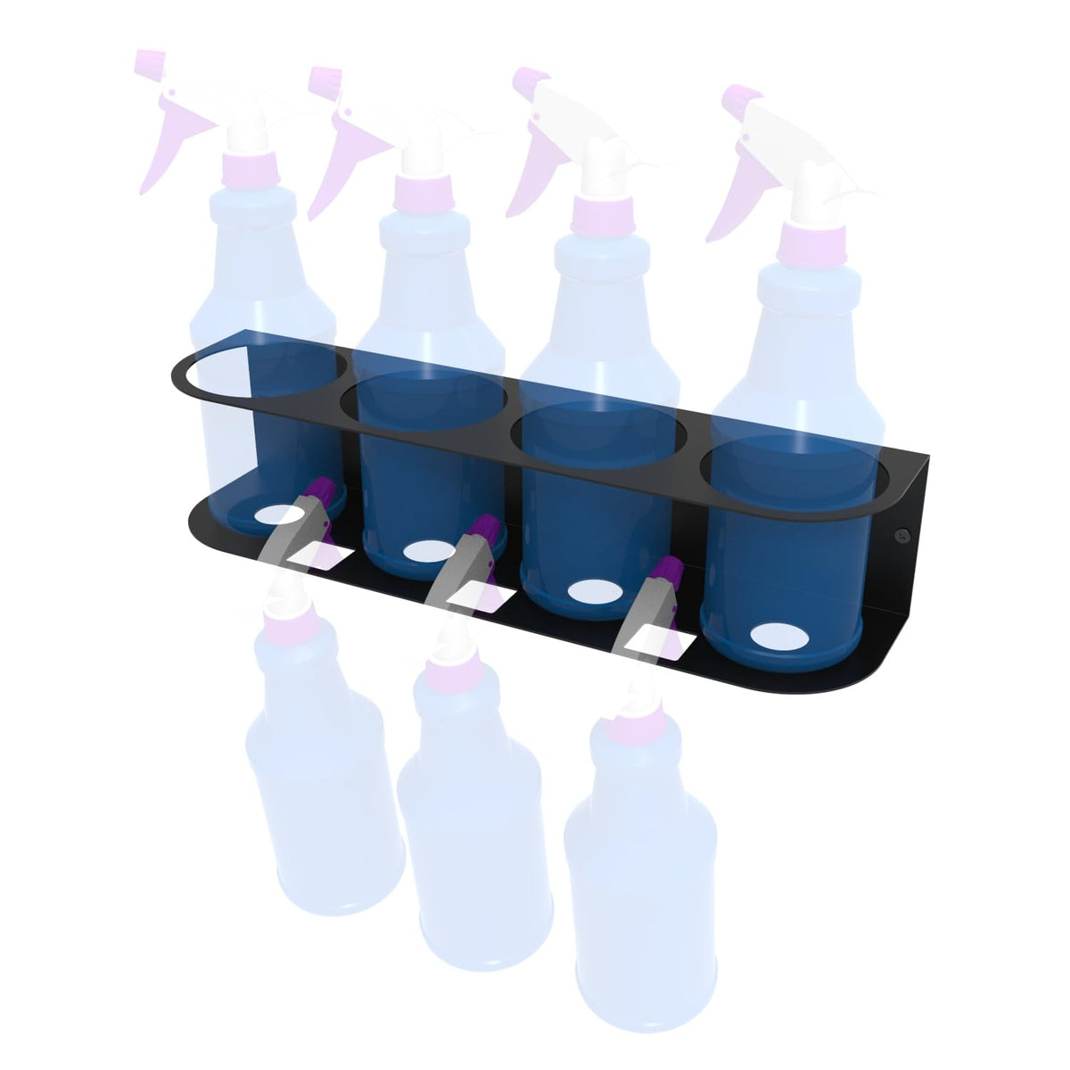 4 Spray Bottles Holder, Steel Wall Mount Storage Organizer - Image 1