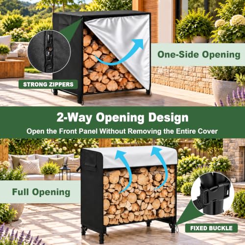 4Ft Firewood Rack Cover,Heavy Duty Waterproof 600D Oxford - Image 4