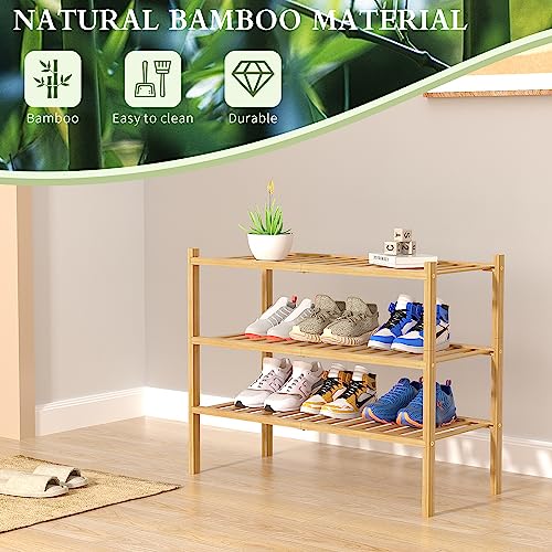 ROMGUAR CRAFT 3 Tier Bamboo Shoe Rack for Closet Free - Image 7