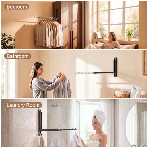 Novabright 4 Pcs Wall Mounted Drying Rack Foldable Laundry - Image 8