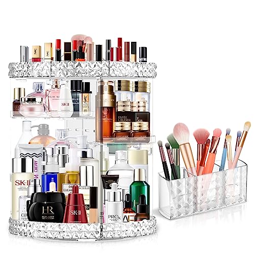 360 Rotating Makeup Organizer for Vanity + Makeup Brush - Image 2