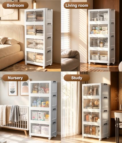 Hanyi 216 QT 4-Tier Stackable Storage Bins with Lids, Clear Doors - Image 5