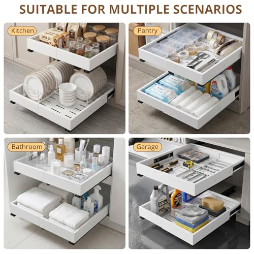 DOMNIU 2 Pack Pull Out Cabinet Organizers Width(12"-19") - Image 7
