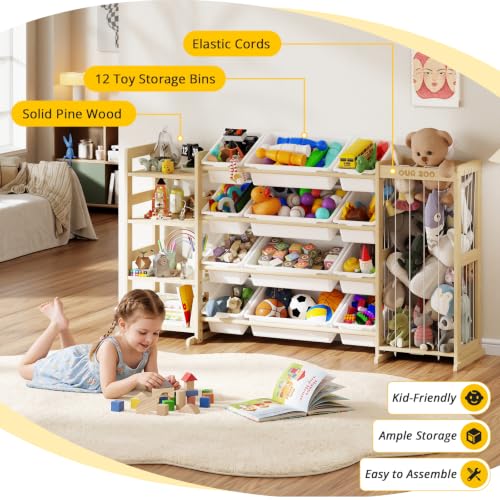 Large Kids Toy Storage Organizer with 12 Plastic Bins, 59 inch - Image 6