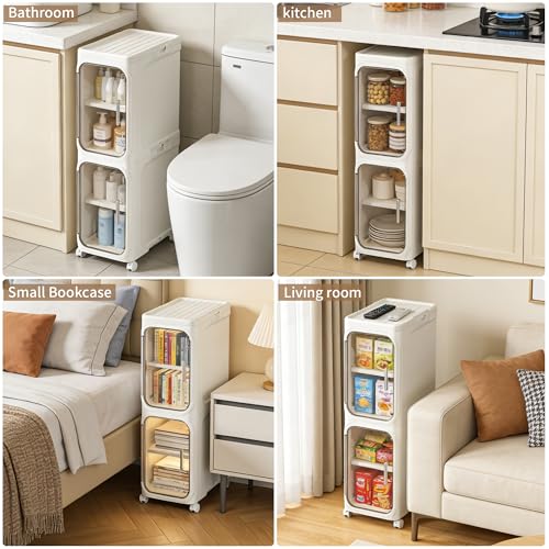 2-Tier Narrow Storage Cabinet Slim Bathroom Skinny | Home Organization - Image 4