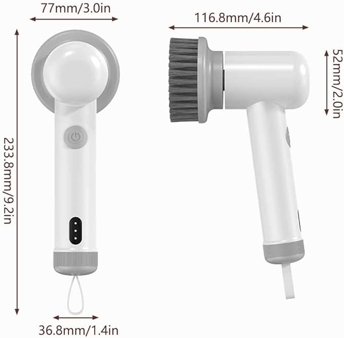 SEIWEI Electric Spin Scrubber Electric Cleaning Brush Cordless Power Scrubber with 3 Replaceable Brush Heads Handheld Power Shower Scrubber for Bathtub, Floor, Wall, Tile, Toilet, Window, Sink - Grey