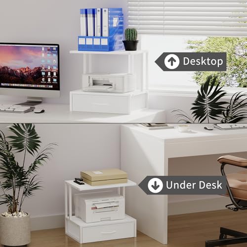 Printer Stand with Storage for Desk, with Fabric Drawer - Image 7