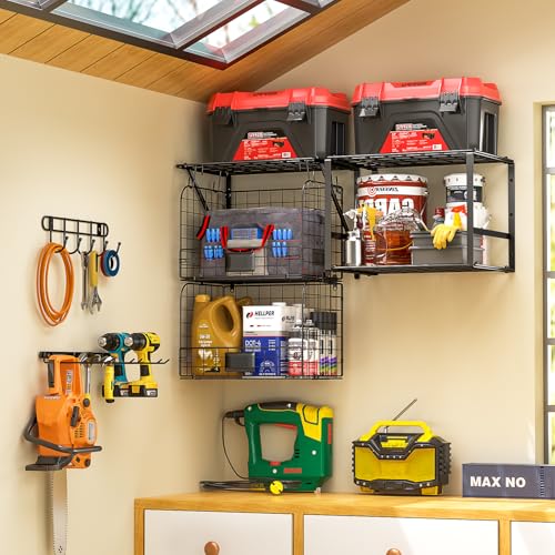 ThreeHio Garage Shelf Wall Mounted with Wire Baskets | All Products - Image 3