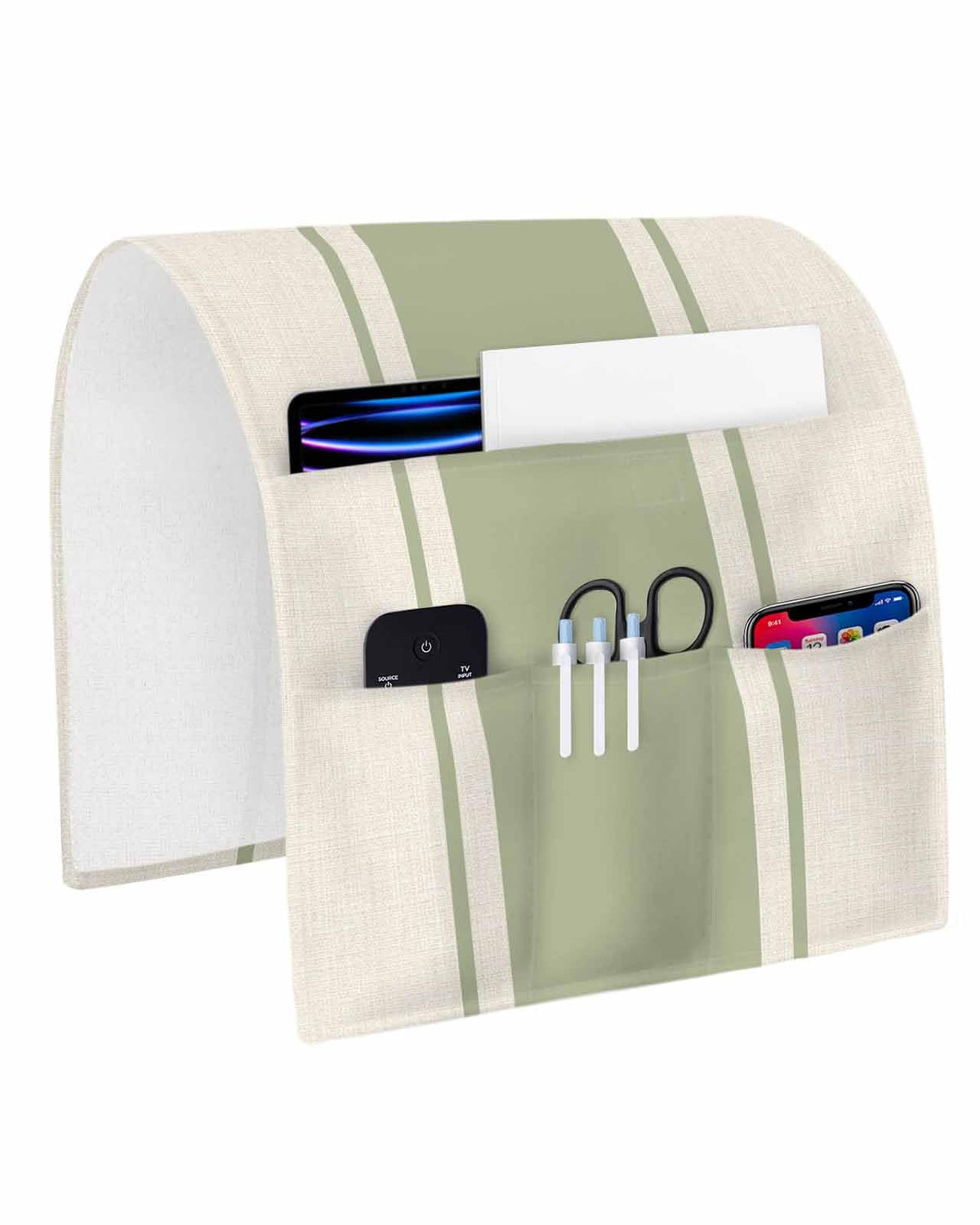 Sofa Armrest Organizer Bedside Caddy, Sage Green Vintage - Image 1