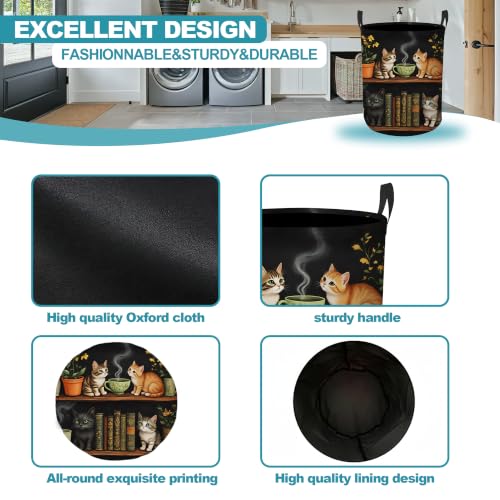 Laundry Basket,Cat Bookshelf Foldable Clothes Hamper with Handles - Image 7