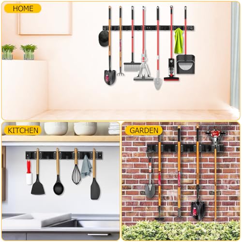 2 Pack Wall Mount Broom Holder with Sliding 3 & 4 Racks 4 - Image 8