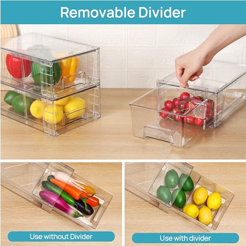 Vtopmart 4 Pack Stackable Clear Drawer with Dividers - Image 5