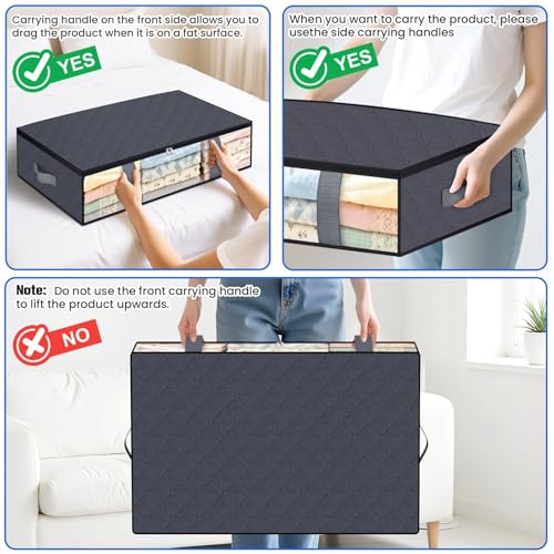 4 Pack Under Bed Storage Containers, 60L Blanket Storage Bags - Image 6