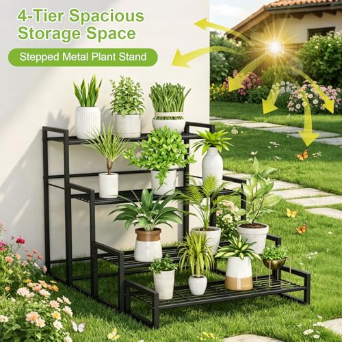 VyGrow Plant Stand, 4 Tier Widened Stackable Tiered Plant Stand - Image 4