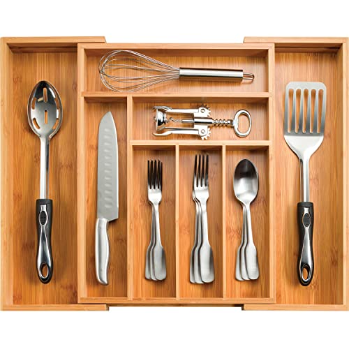 Bamboo Drawer Organizer - 8 Compartment Expandable Silverware - Image 2