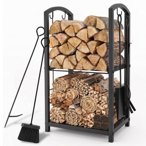 Firewood Rack Indoor Outdoor,2-Tier Firewood Holder with 4 - Image 2
