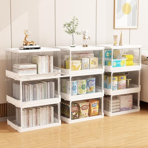 HYBRIDEAS 3-Pack Clear Stackable Storage Bins with Lids Magnetic - Image 6