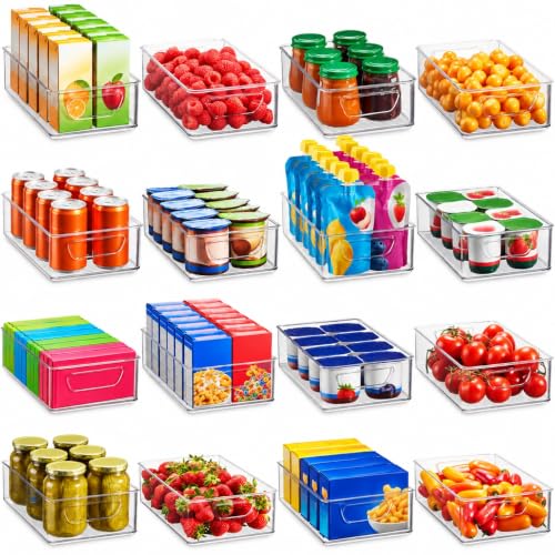 Munfix Set Of 16 Refrigerator Organizer Bins - Plastic Pantry - Image 2