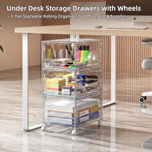 Large Clear Storage 3 Drawer Organizer with Wheels for Closet - Image 6