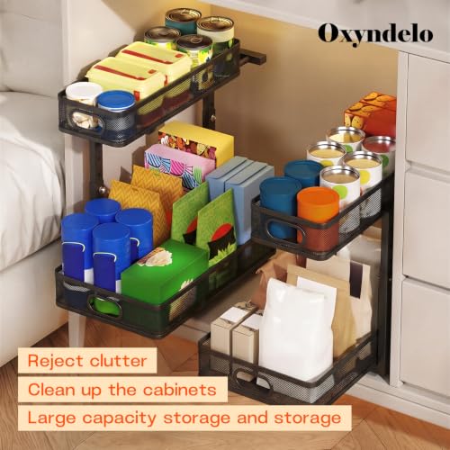 2-Tier Under Sink Organizer, Metal Pull-Out, Black, 2 Pack - Image 4