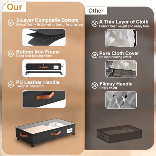 Under Bed Storage Containers with Wheels Large Underbed Shoes - Image 7