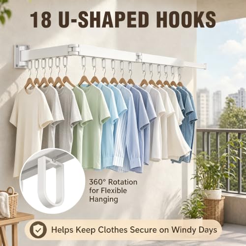 AKTOP Wall Mounted Clothes Drying Rack, Tri-Fold Laundry - Image 5