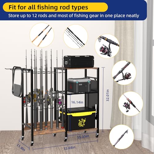 Fishing Rod Holders for Garage, Fishing Gear Tackle Cart - Image 4