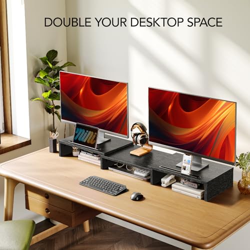 Dual Monitor Stand Riser for Desk, Office Desk Organizer Stand - Image 4