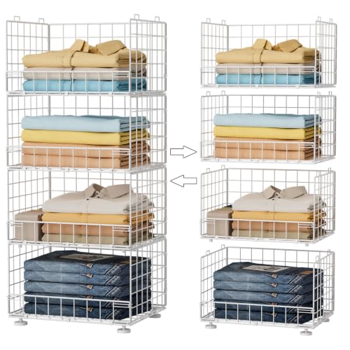 4-Tier Stackable Closet Organizers with Adjustable Feet - Image 2