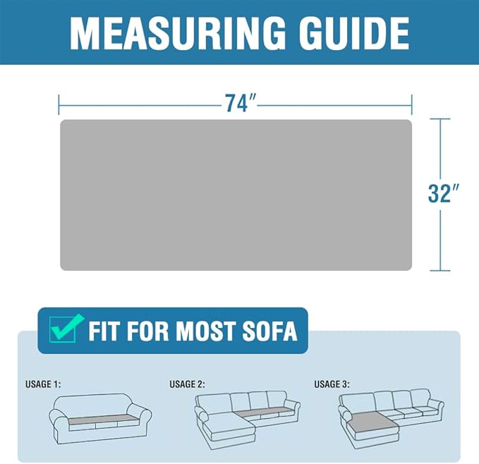 H.VERSAILTEX Dog Cooling Mat, Anti-Slip Couch Protector for Dogs, Blanket Furniture Protector Washable, Pet Couch Cover for Sofa, Non Slip Dog Bed Sofa Cover(32"x74", Glacier Gray)