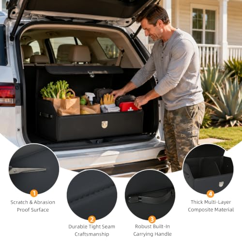 Car Trunk Organizer with Sturdy Faux Leather Lid - 20.9 inch 48L - Image 3