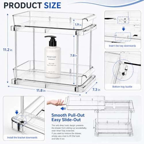 2 Pack 2-Tier Clear Under Sink Organizer with Pull-Out Drawers - Image 4
