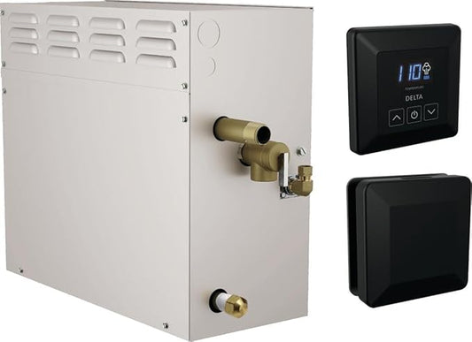 Delta Faucet SimpleSteam 12kW Steam System Kit Matte Black, Includes 12kW Steam System Generator, Square Digital System Control, Square Steam Head, Matte Black 5P-EST012-BL