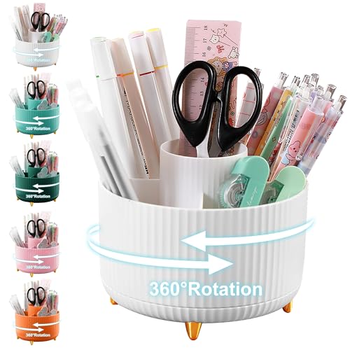 Cayxenful Pencil Holder For Desk,5 Slots 360°Degree Rotating Desk - Image 2