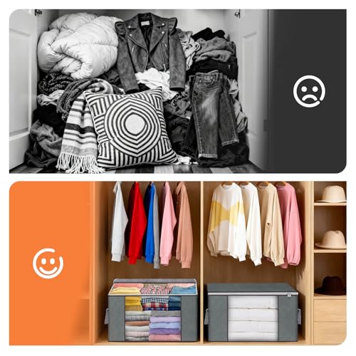 60L Extra Large Clothes Storage Bags, 6 Pack Blanket & Clothing - Image 5