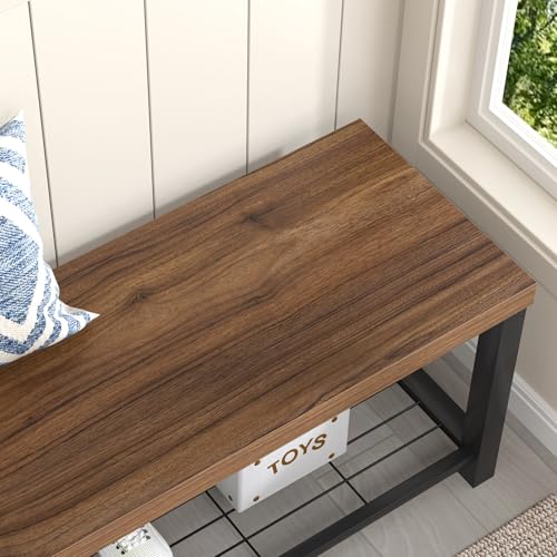 Shoe Bench, Modern Wood and Metal Storage Bench | Home Organization - Image 5