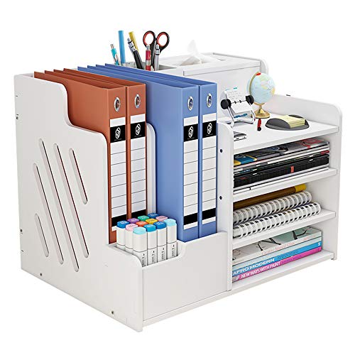 White Desktop Organizer, Multipurpose Desk Document File Tray - Image 2