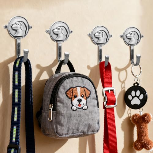 6PC Dog Head Shaped Hooks Wall Mount Pet Leash Hook Cat - Image 3