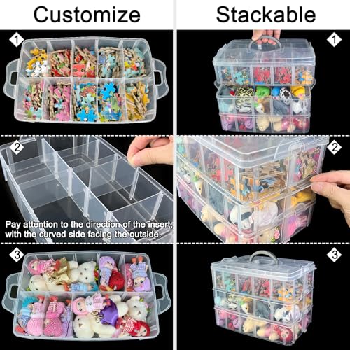 Guyuyii Bead Organizer, 3-Tier with 30 Adjustable Compartments - Image 4