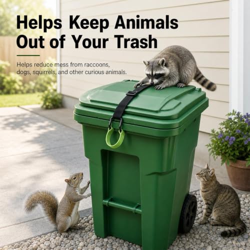 2 Pack Metal Double Claw Trash Can Lid Lock, Bear Proof Strap - Image 3