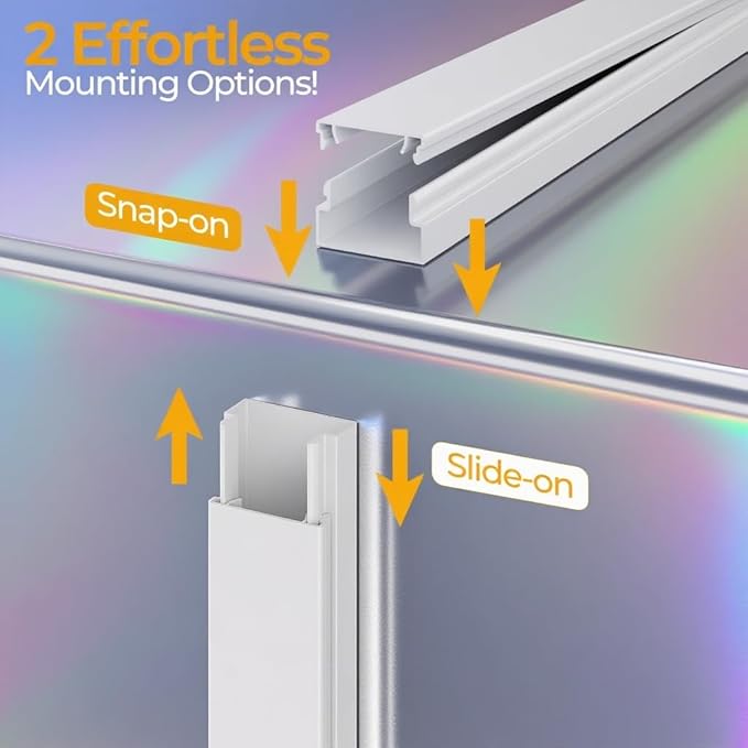 212.6in Cord Hider Kit, Cord Covers for 2-4 Wires on Wall, Self-Adhesive Cable Hider Wire Covers for Cords on Wall, Paintable Cord Hider for Walls Mount Tv, Cable Cover Raceway, W0.95 H0.55in, White